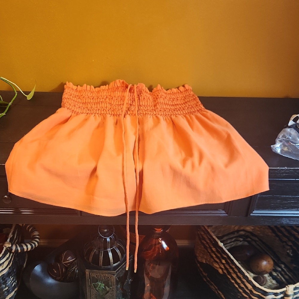 Trina Turk Orange Smocked Skirt